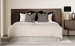 Cabecero de madera oscura Redmond con palillería para cama 180 cms.
