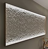 Panel textura 3D efecto yeso blanco proyectado con marco luz de led