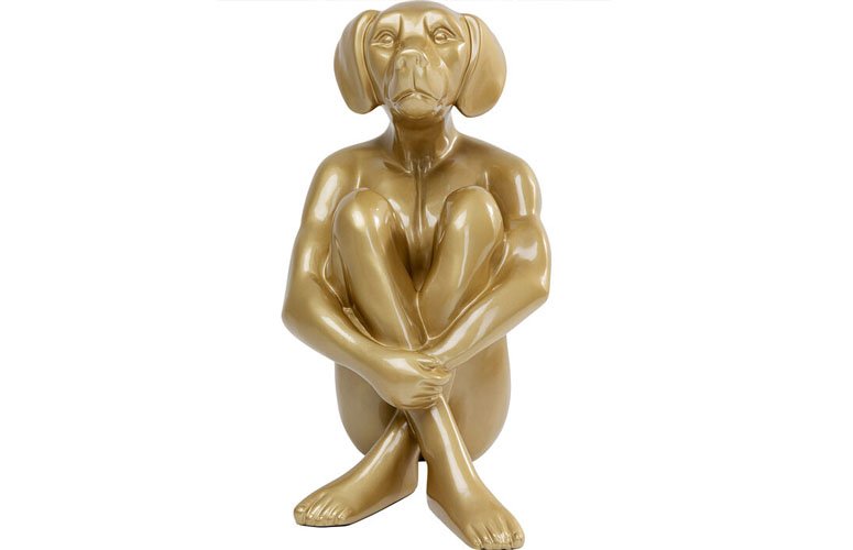 Objeto decorativo perro sentado de oro 80 cm