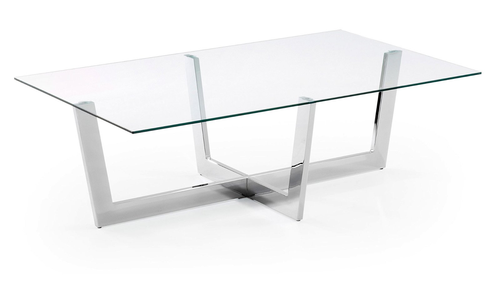 PLUM mesa centro cromada cristal transparente
