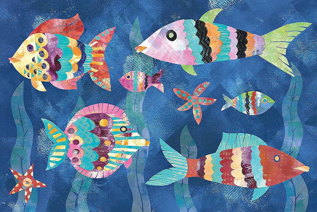 Cuadro canvas boho reef fish III