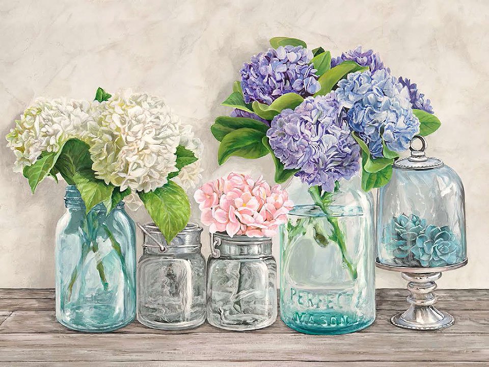 Cuadro canvas flores flowers in mason jars