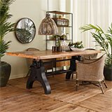 Mesa comedor elevable de madera natural