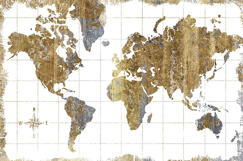 Cuadro canvas gilded map