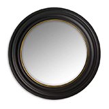 Espejo circular negro y dorado convexo