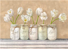 Cuadro canvas white tulips in mason jars