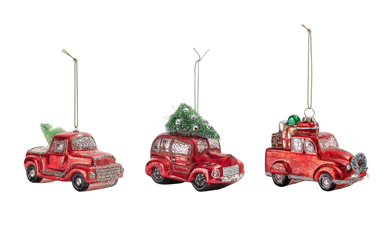 Set 3 adornos navideños rojos coches
