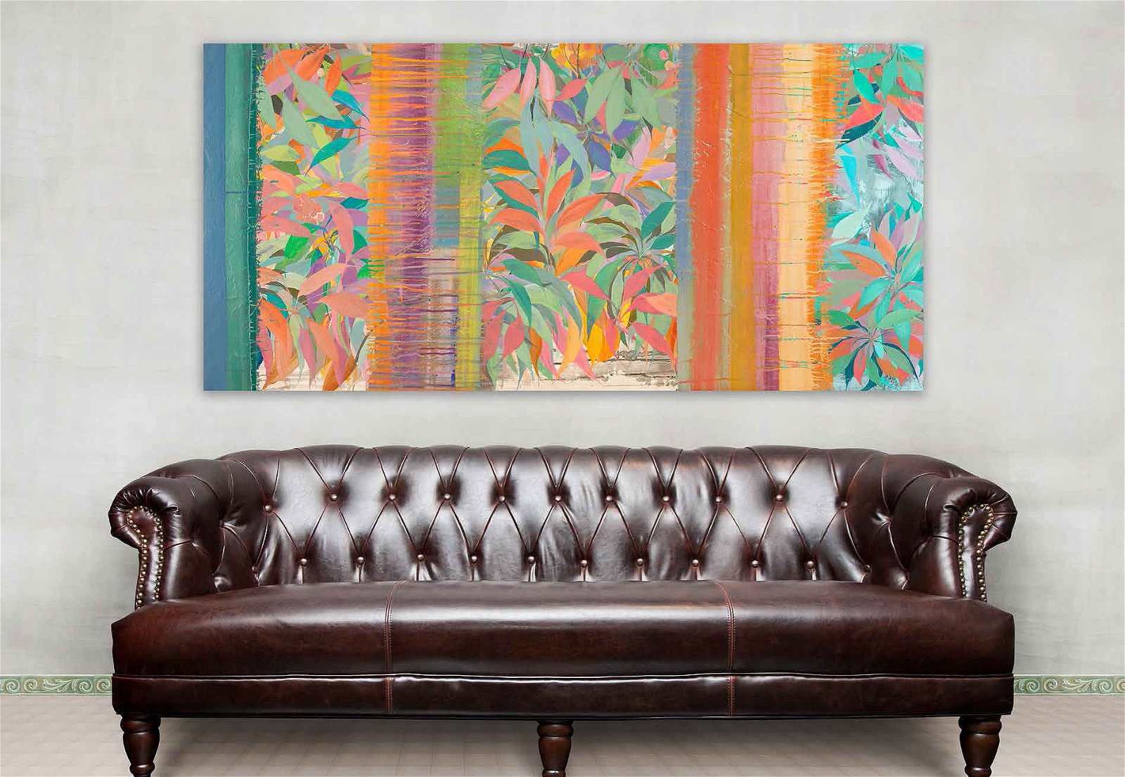 Cuadro canvas abstracto colores tropicales