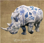 Cuadro canvas figurativo rinoceronte tatuado