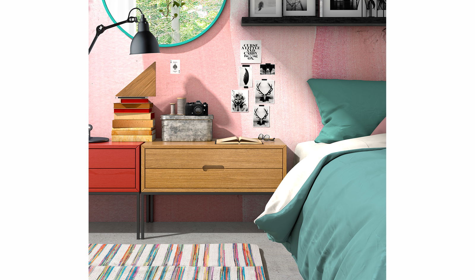 Mesita de noche industrial Loft