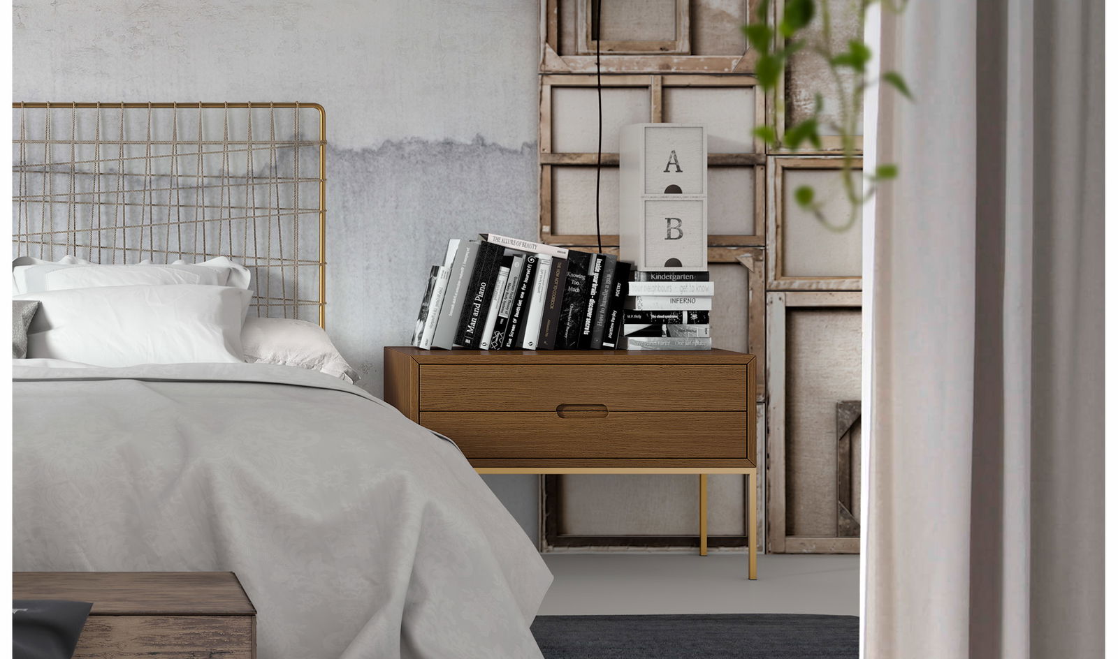 Mesita de noche industrial Loft