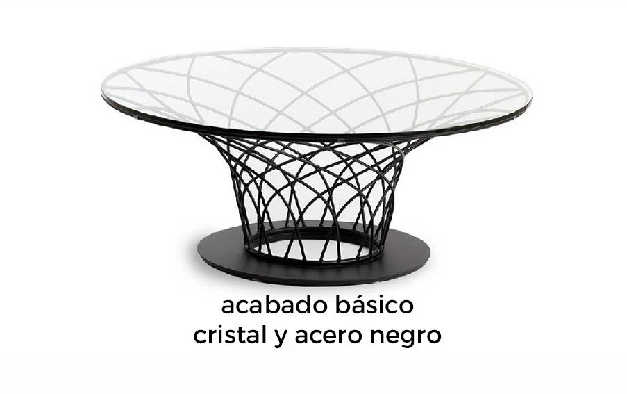 Mesa de centro redonda acero y cristal Kadom