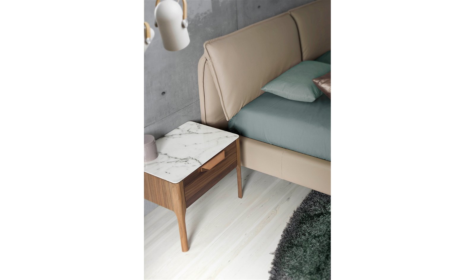 Cama moderna tapizada cabecero elevable Leone para colchón 180x200