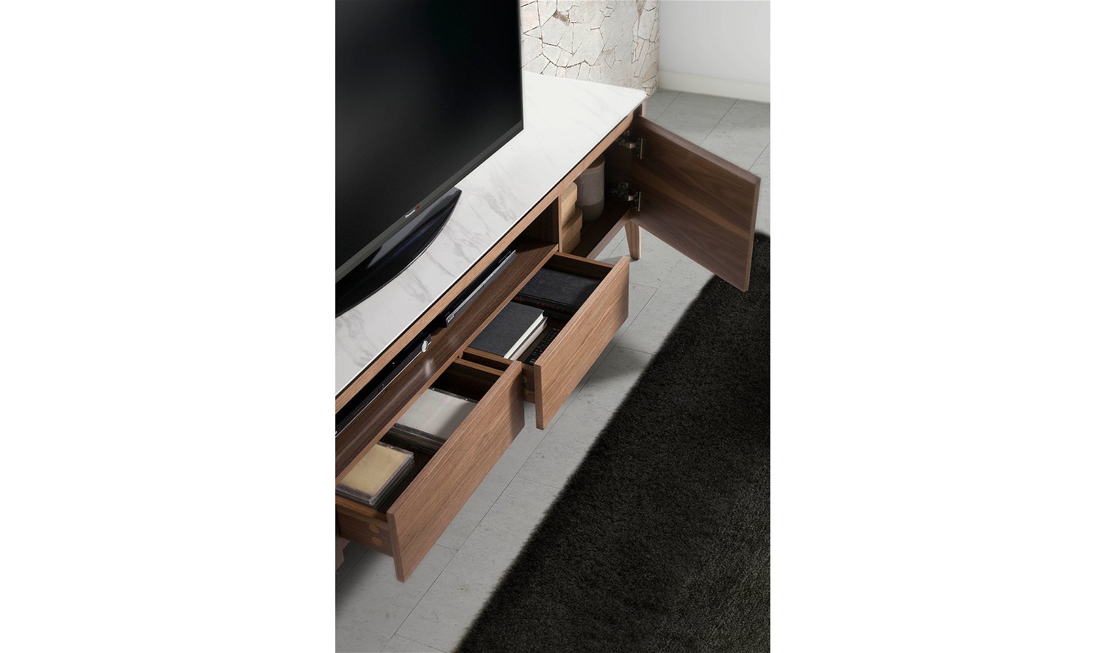 Mueble de TV moderno Nogal y cerámica Sivori II
