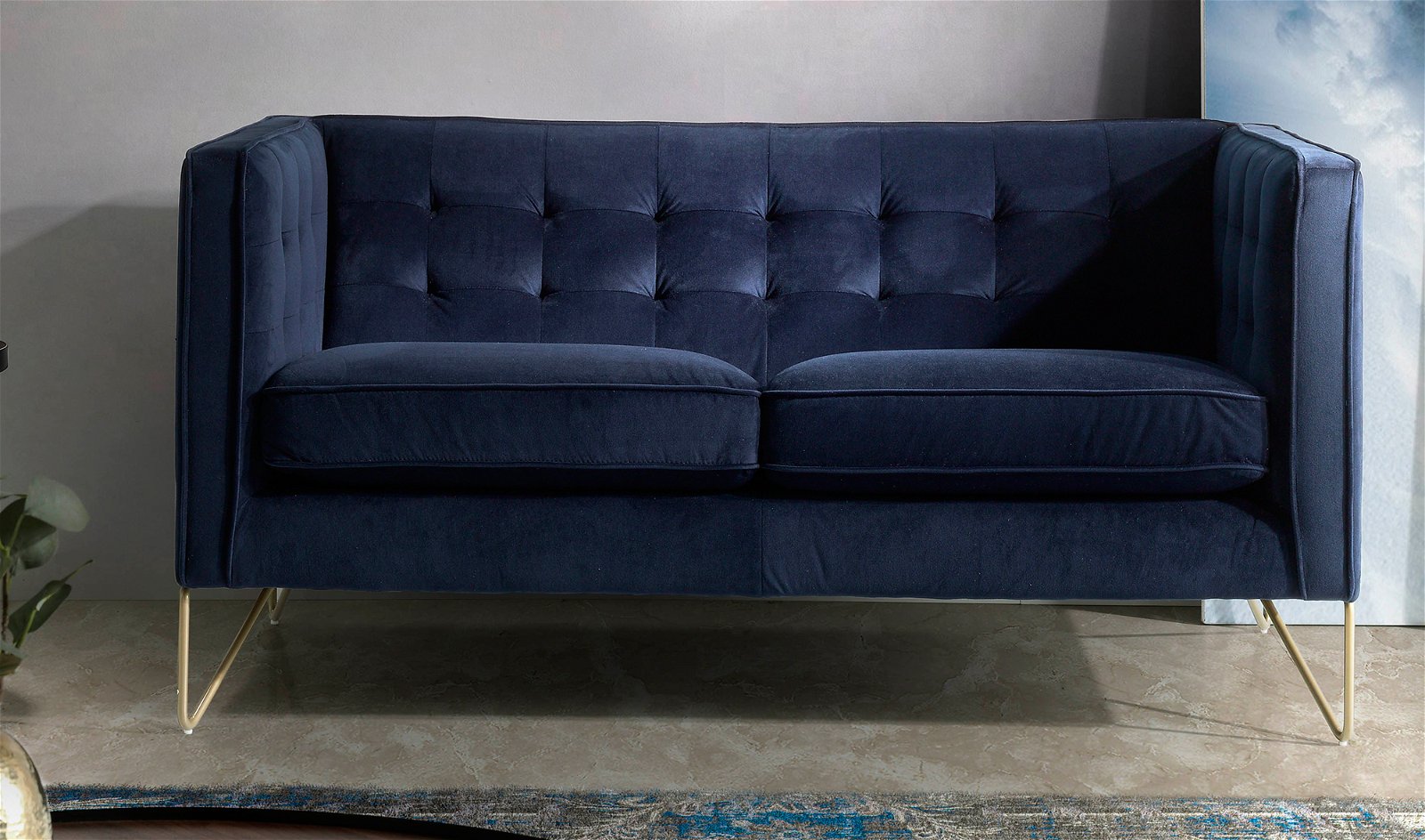 Sofá moderno tapizado y acero Triestino
