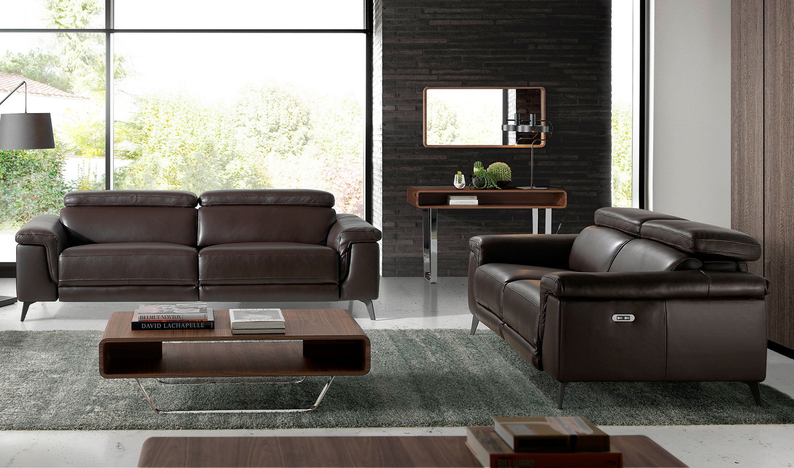 Sofá relax moderno piel y abeto framura