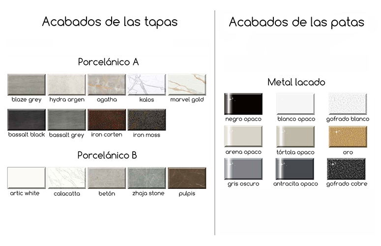 Mesa de centro nuez porcelánica y metal
