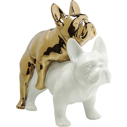Figura decorativa perros blanco y dorado