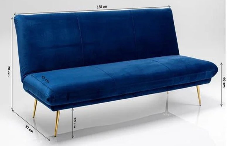 Sofá tapizado cama Soda azul