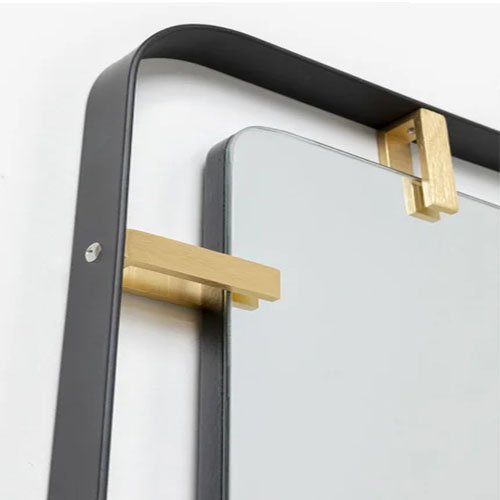 Espejo moderno rectangular marco negro y dorado