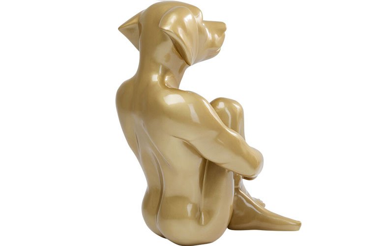 Objeto decorativo de perro sentado de oro