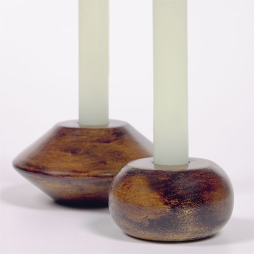 Set de 2 candelabros madera maciza acacia Tecia
