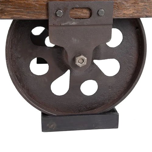Mesa de centro vintage de madera con forja