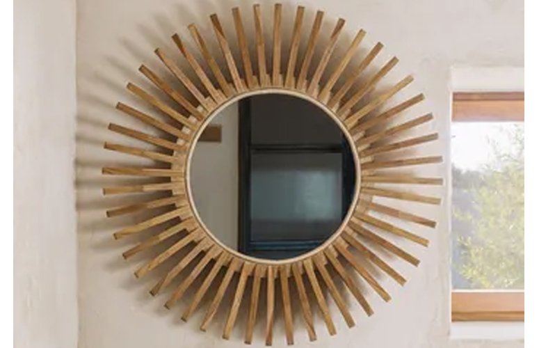Espejo redondo Ena madera maciza 79x79x6 cms