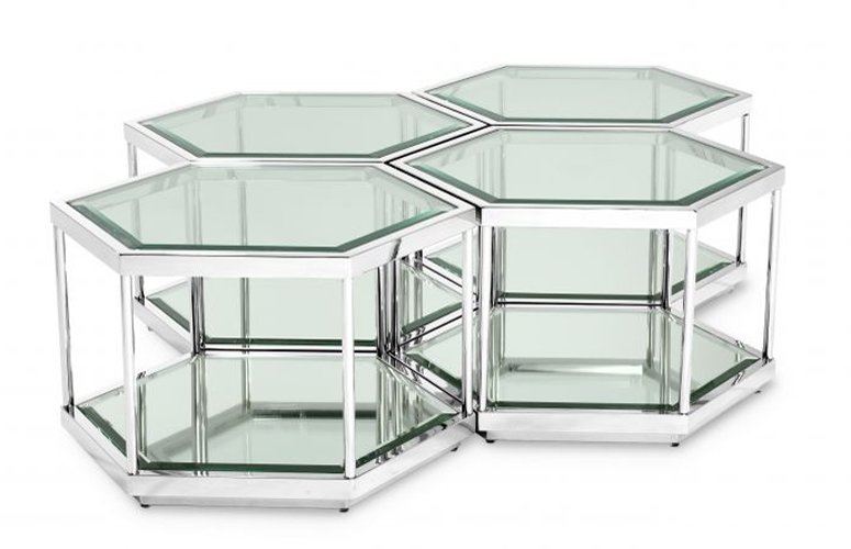 Mesa de centro cristal Sax set of 4