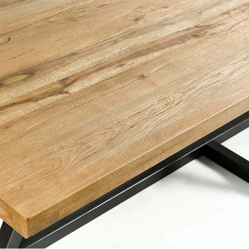 Mesa de comedor madera roble y pie de metal