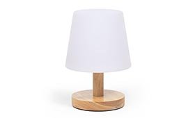 Lámpara de sobre mesa ámbar madera con batería LED