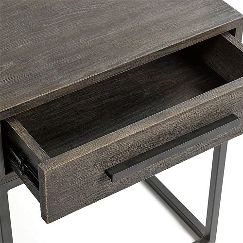 Mesa de noche madera roble grisáceo y metal