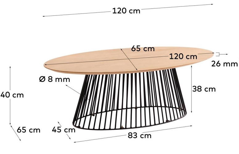 Mesa centro Leska madera maciza negro