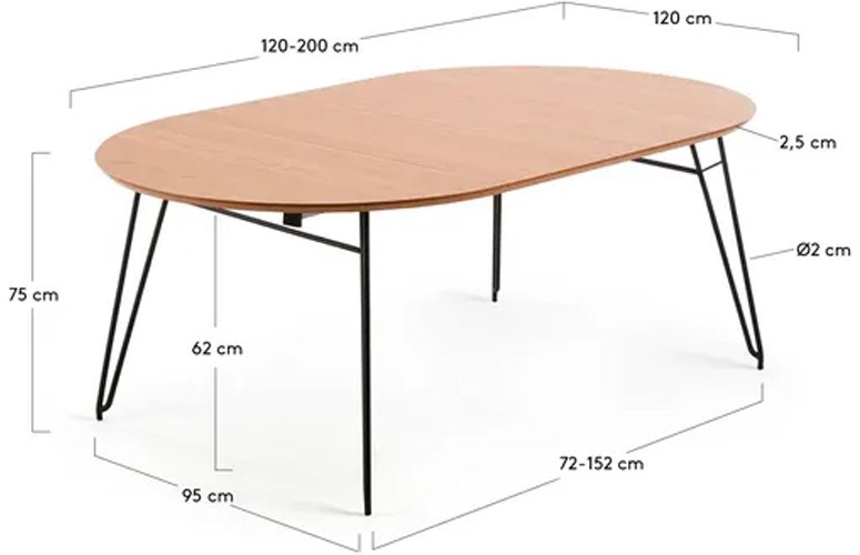 Mesa extensible redonda Novac  madera negro