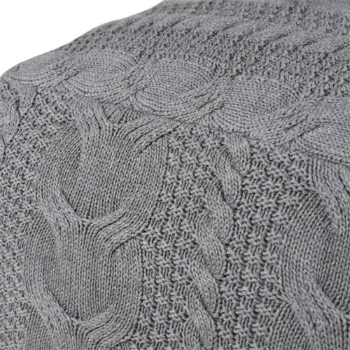 Puff gris tapizado de lana Braid