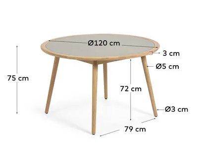 Mesa de comedor redonda madera y cemento Nina