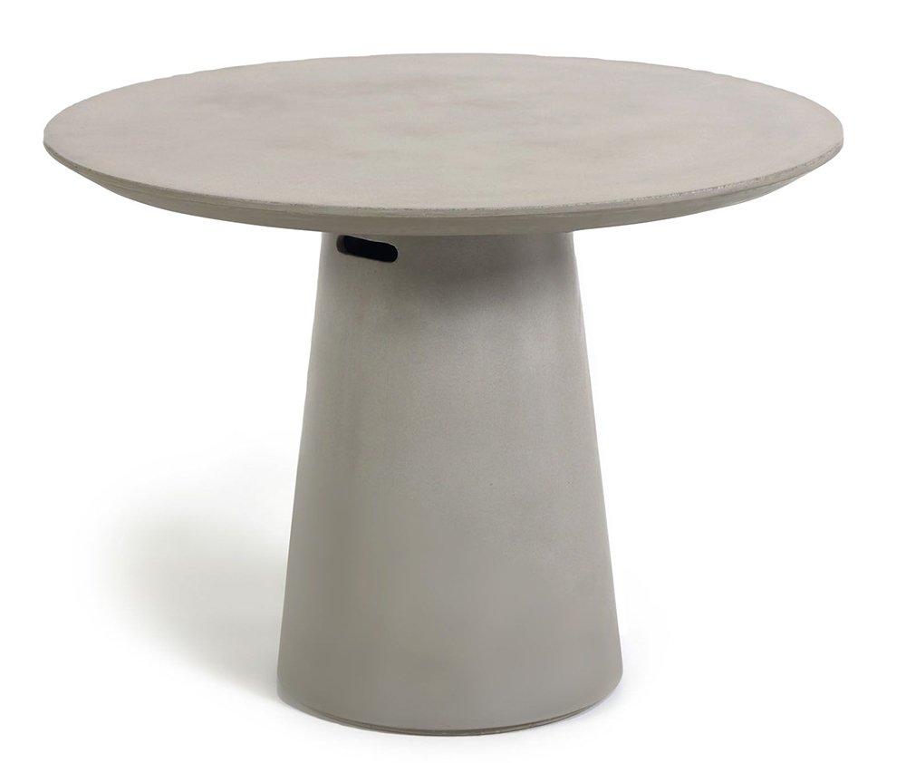 Mesa de comedor redonda exterior cemento gris
