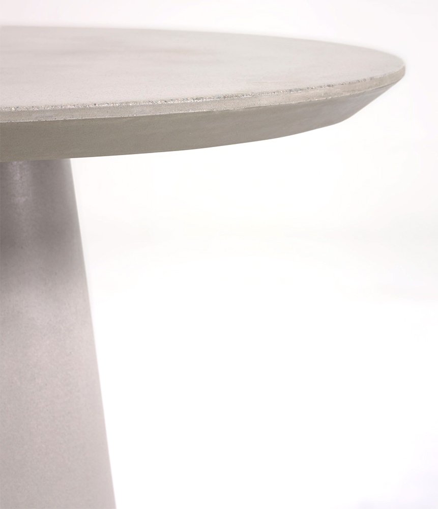 Mesa de comedor redonda exterior cemento gris