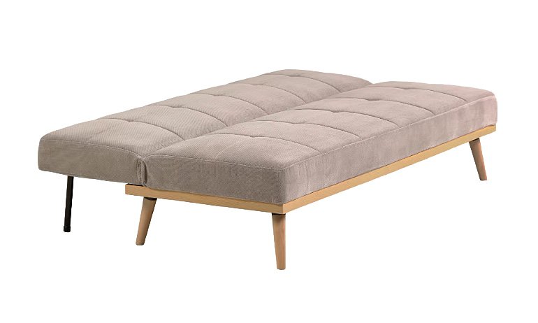 Sofá cama tapizado gris reclinable patas de madera natural Nirit