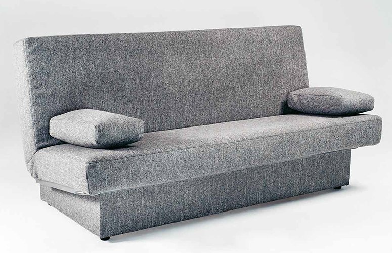 Sofá cama clic clac con arcón tapizado gris