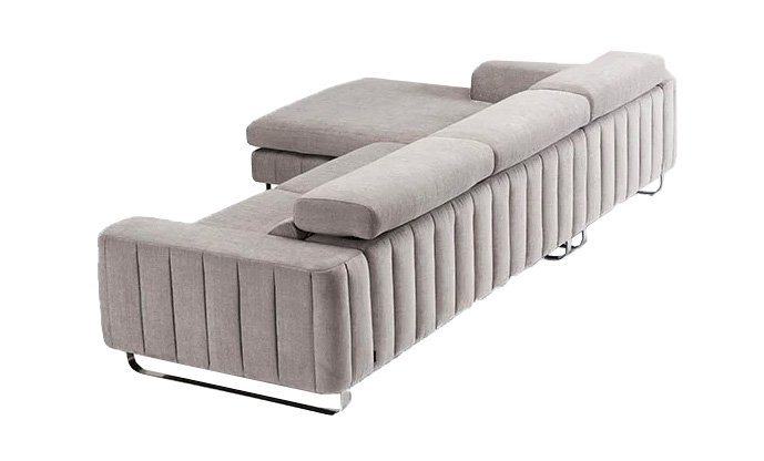 Sofá tapizado con chaiselongue de diseño patas metal Booker