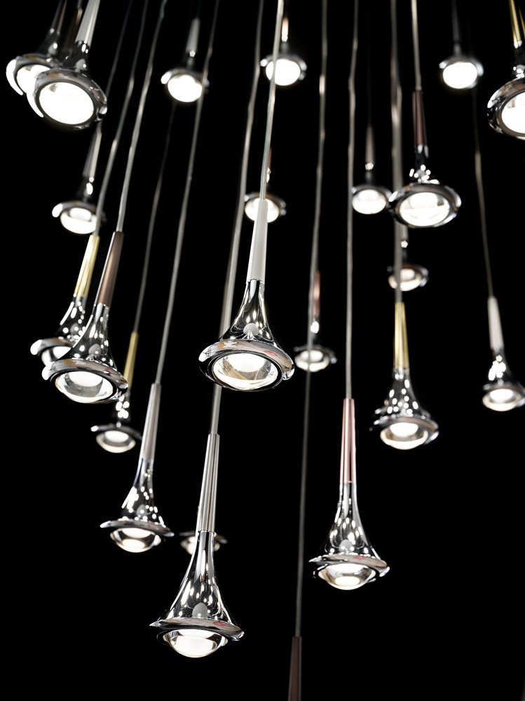 Lámpara de techo cromo con detalles bronce Rain