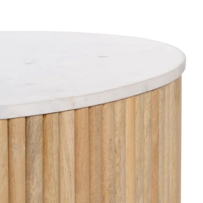 Mesa de centro natural blanco mármol/madera