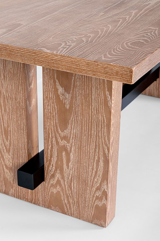 Mesa de comedor de madera de roble marrón Monroe