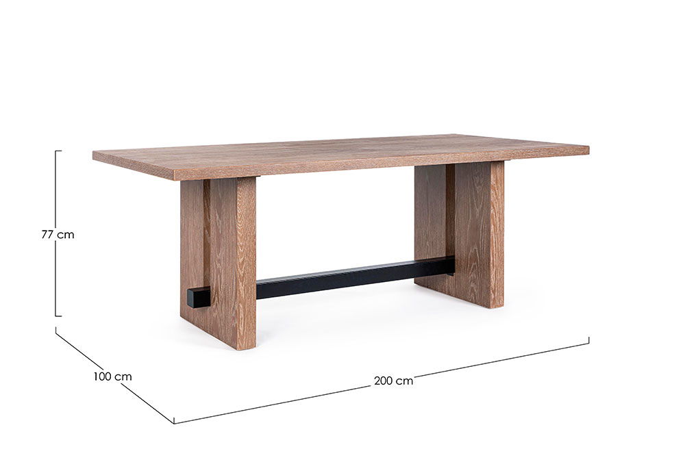 Mesa de comedor de madera de roble marrón Monroe