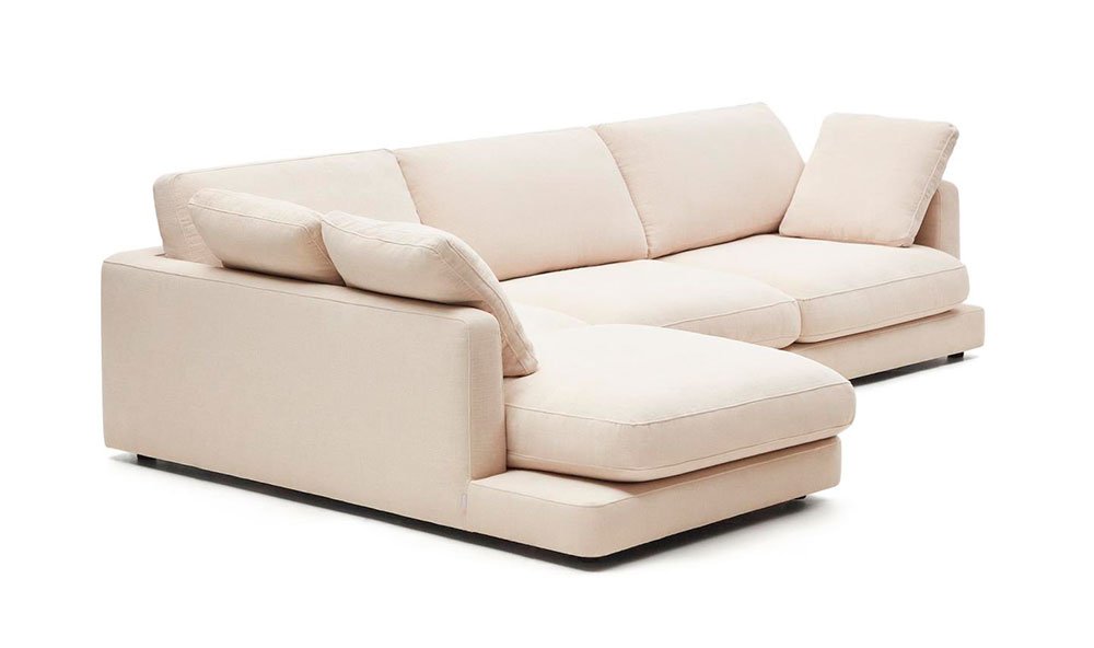 Sofá con chaise longue izquierda tapizado beige Gala