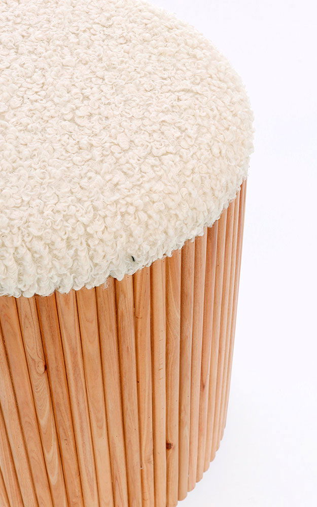 Set 2 pouf contenedor natural y blanco Neda