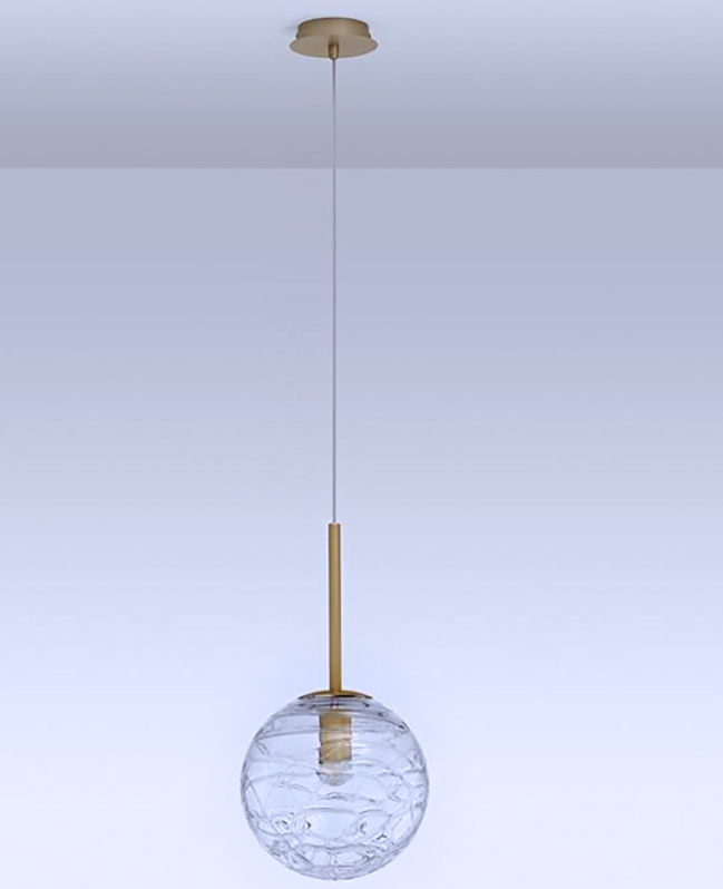Lámpara colgante de techo esférica de latón y vidrio Coen