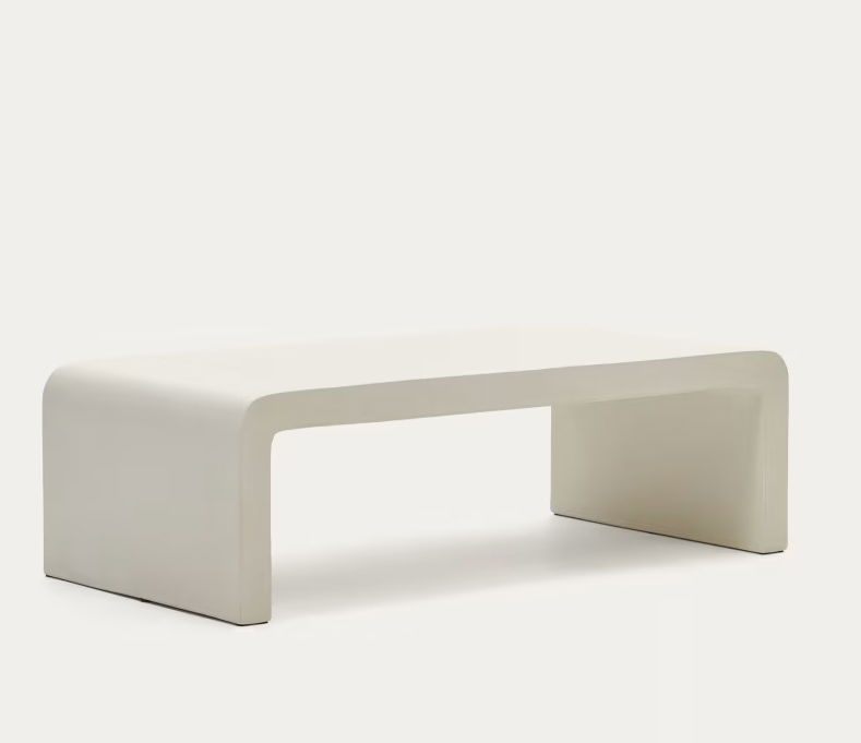 Mesa de centro Aiguablava de cemento blanco minimalista