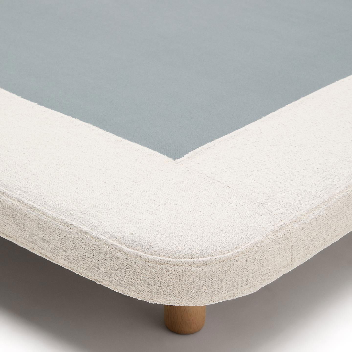 Cama desenfundable de micro bouclé pata de madera maciza Odum